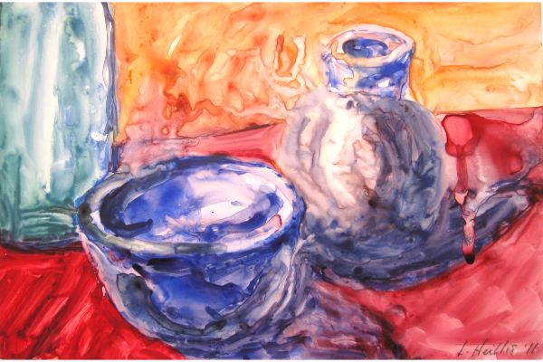 Red Still Life, gouache et aquarelle sur papier Yupo, 11x7p.